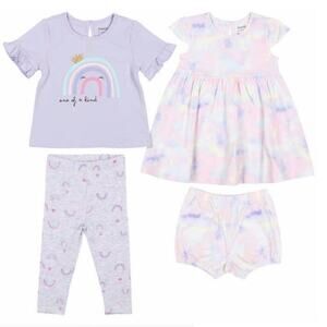 Pekkle Baby Rainbow Purple Infant 4 piece Set Size 6 Months NEW